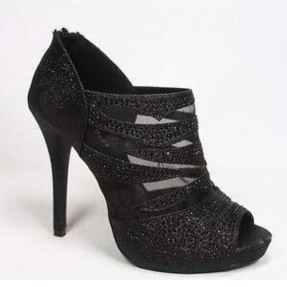 BRAND NEW GUESS WOMEN'S SEXY LACE GLITTER OPEN TOE ZIPPER HIGH HEEL SHOES - Picture 6 of 13